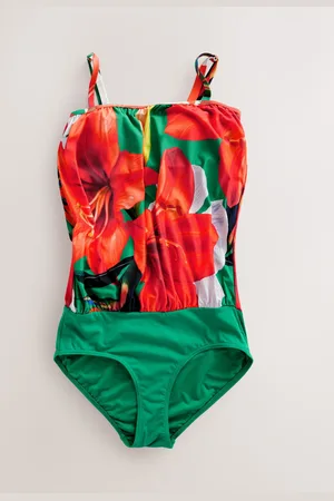 Next Red/ Tropical Print Blouson Shaping Swimsuit