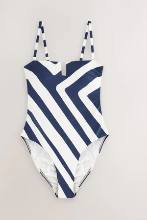 Next /White Chevron Bandeau Shaping Tummy Control Swimsuit