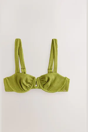 Next Lime Crinkle Non Padded Wired Bikini Top