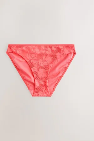 Next Coral Lace High Leg Bikini Bottoms