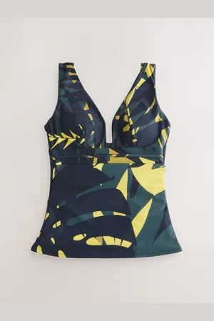 Next /Khaki Palm Plunge Tummy Control Tankini Top