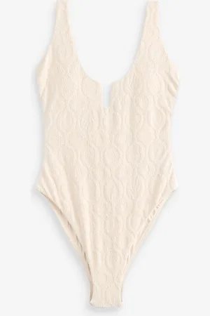 Next Shell Jacquard Scoop Trim Tummy Control Swimsuit