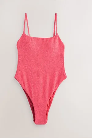 Next Coral Jacquard Tummy Control High Leg Scoop Swimsuit