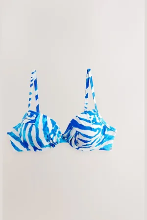 Next Blue/ Zebra Draped Padded Shaping Wired Bikini Top