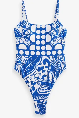 Next Blue/ Tummy Control High Leg Scoop Swimsuit