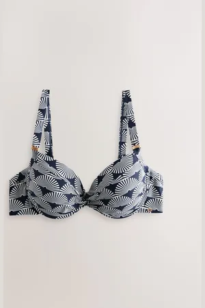 Next /White Fan Print Shaping Padded Wired Bikini Top