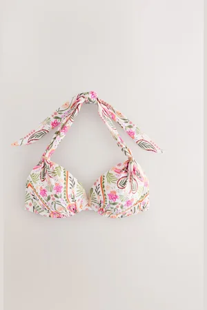 Next Cream/ Paisley Padded Shaping Wired Halter Bikini Top