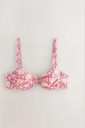Next Lemon Print Non Padded Wired Bikini Top
