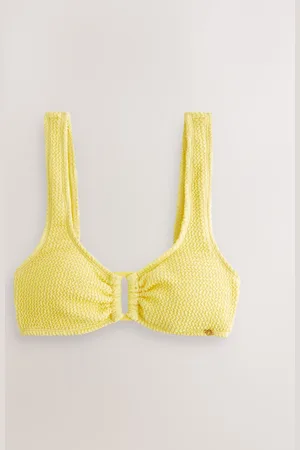 Next Yellow Crinkle Hardware Crop Bikini Top