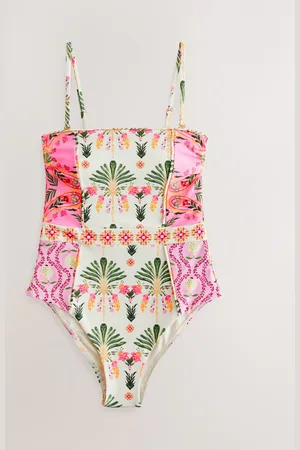 Next /Yellow Paisley Tummy Control Bandeau Swimsuit