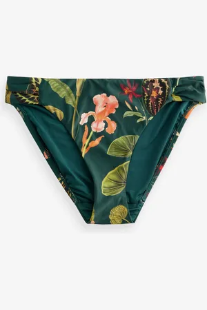 Next Floral Ruched Side High Leg Bikini Bottoms
