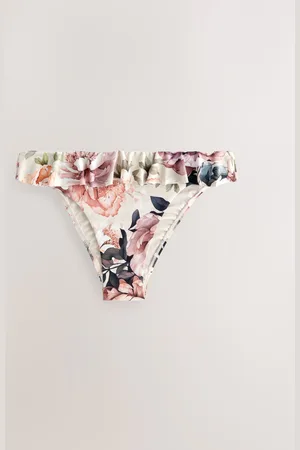 Next /Blush Floral Frill High Leg High Waist Bikini Bottoms