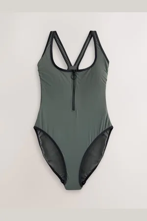 Next Khaki Zipped Shaping Tummy Control Swimsuit