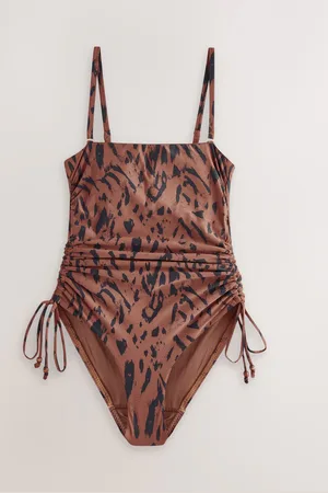 Next Animal Bandeau Ruched Leg Tummy Control Shaping Swimsuit