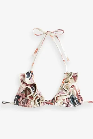 Next /Blush Floral Crochet Frill Triangle Bikini Top