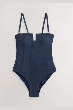 Next Metallic Crinkle Bandeau Shaping Tummy Control Swimsuit
