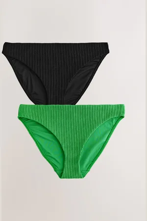 Next /Green Rib High Leg Bikini Bottoms 2 Pack