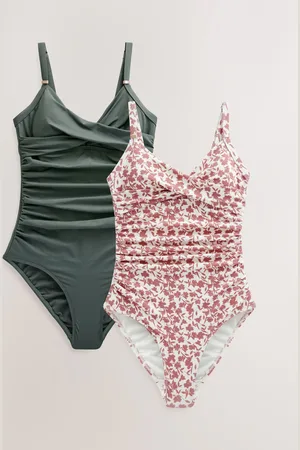 Next Ditsy Floral, Khaki Tummy Control Swimsuits 2 Pack