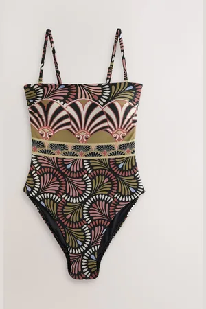 Next /Green Art Deco Paisley Bandeau Tummy Control Swimsuit
