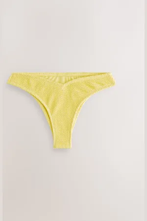 Next Yellow Crinkle Brazilian Bikini Bottoms
