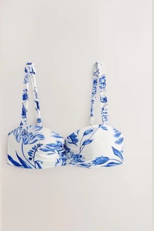 Next /Blue Floral Wired Bandeau Bikini Top