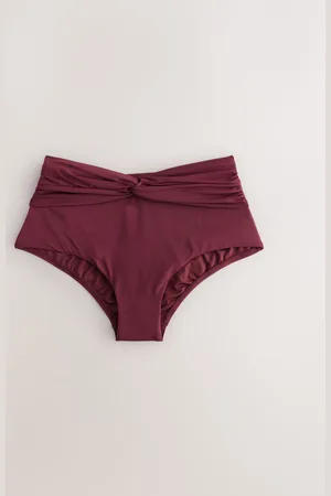 Next Wine Red Midi Waist Bikini Bottoms