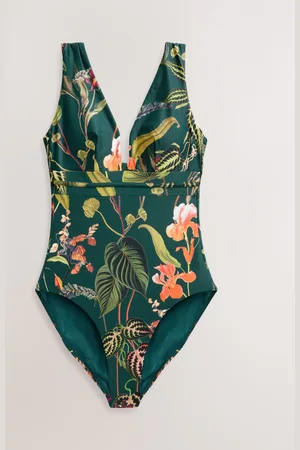 Next Dark Floral Plunge Shaping Tummy Control Swimsuit