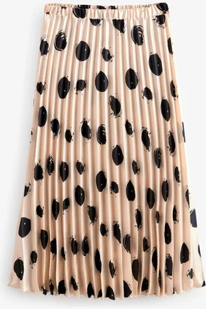 Next Ecru Spot Pleated Maxi Skirt