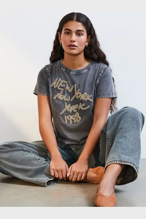 Next Washed New York Sparkle Washed 100% Cotton T-Shirt