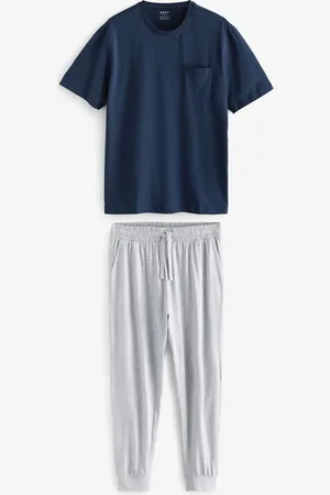 Next Blue/Grey Marl Cuffed Jersey Pyjamas Set