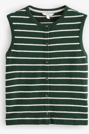 Next /Ecru Stripe Toweling Button Through 100% Cotton Waistcoat