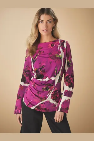 Next Floral Print Tile Long Sleeve Ruched Detail Blouse