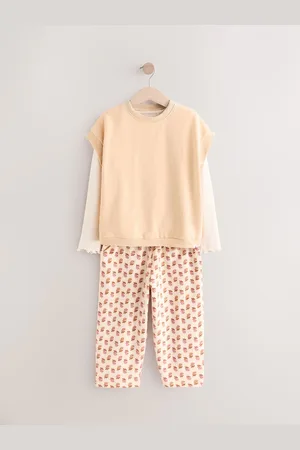 Next Yellow 100% Cotton Crew Sweatshirt Vest and Barrel Leg Joggers Set 3 Piece (3mths-7yrs)