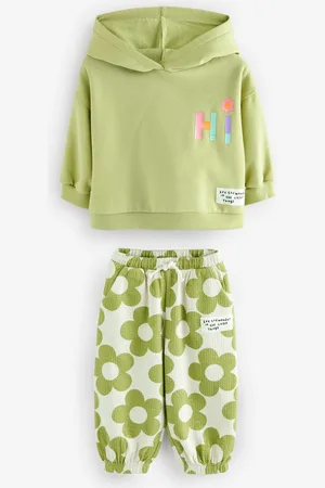 Next Flower Hoodie and Printed Joggers Set (3mths-7yrs)