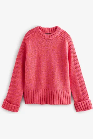 Next Bright Chunky Cuff Sleeve Crew Neck Jumper With Wool