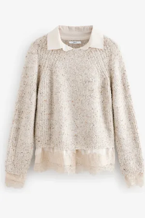 Next Lace Layer Collared Knitted Jumper