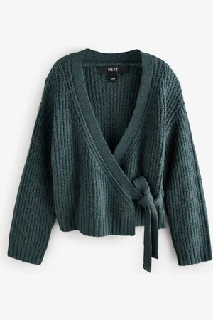 Next Long Sleeve Deep V-Neck Wrap Cardigan with Wool