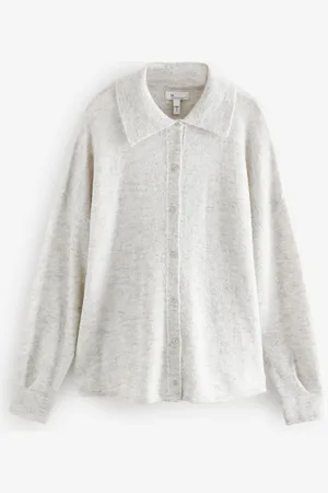 Next Premium Soft Touch Collared Button Down Knitted Shirt with Alpaca