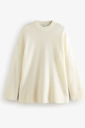 Next Ecru 100% Wool Premium Crew Neck Jumper
