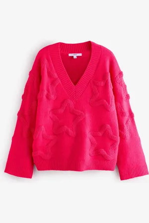 Next Bright Star Textured V-Neck Long Sleeve Knitted Jumper With Wool
