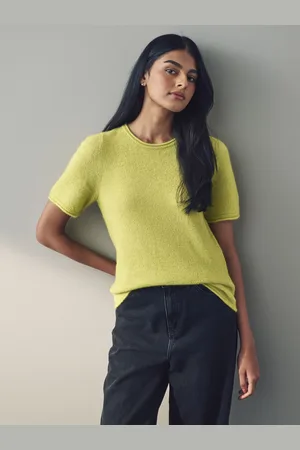 Next Lime Short Sleeve Crew Neck Knitted T-Shirt With Wool