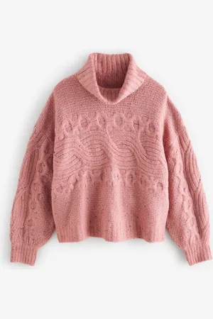 Next Blush Co-ord Neppy High Roll Neck Knitted Jumper with Wool
