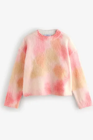 Next Bright Soft Touch Long Sleeve Colourful Dyed Crew Neck Knitted Jumper