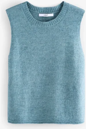 Next Chambray Sleeveless Knitted Crew Tank Vest Top with Alpaca