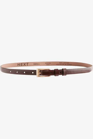 Next Chocolate Premium Made In Italy Leather Micro Skinny Belt