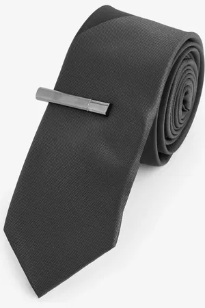 Next Slim Tonal Tie And Tie Clip