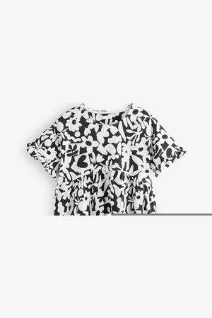 Next /White Stampy Short Sleeve Jersey Summer Dress (3-16yrs)