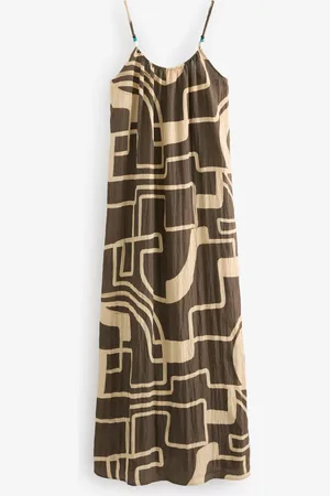 Next /Cream Print Textured Beaded Summer Maxi Dress