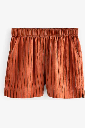 Next Rust Textured Crinkle Elasticated Waist Shorts