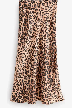Next Leopard Print Satin Midi Skirt